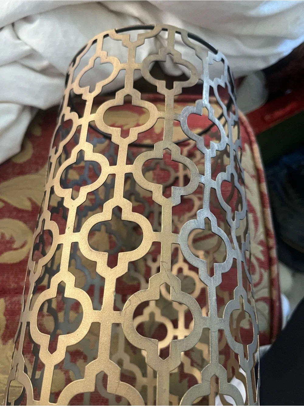 Mid century Metal Lantern vintage - Gold Ornate Lattice Design